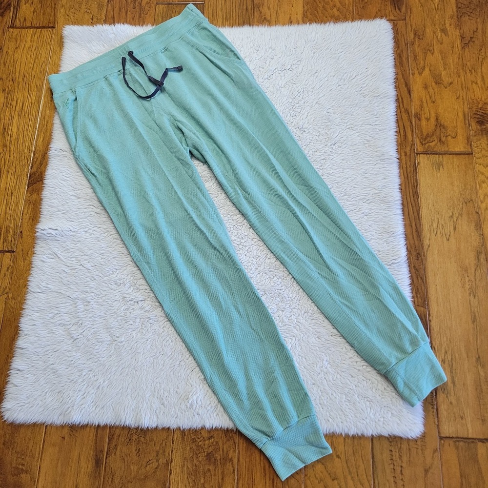 Ibex Waffle Knit Merino Wool Blend Jogger Pants Women's Large Green FLAWS